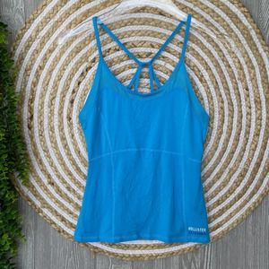 HOLLISTER Womens Blue Nylon Blend Scoop Neck Spaghetti Strap Tank Top Size S